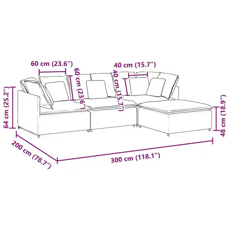 vidaXL Canapé modulable avec repose-pieds et coussins Tissu Gris foncé - Gris foncé