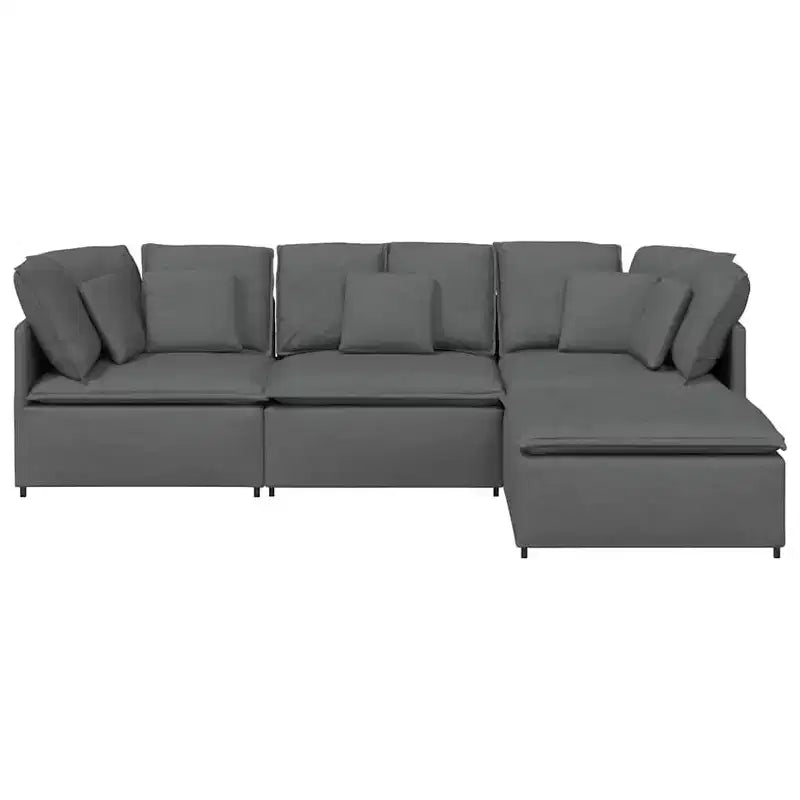 vidaXL Canapé modulable avec repose-pieds et coussins Tissu Gris foncé - Gris foncé
