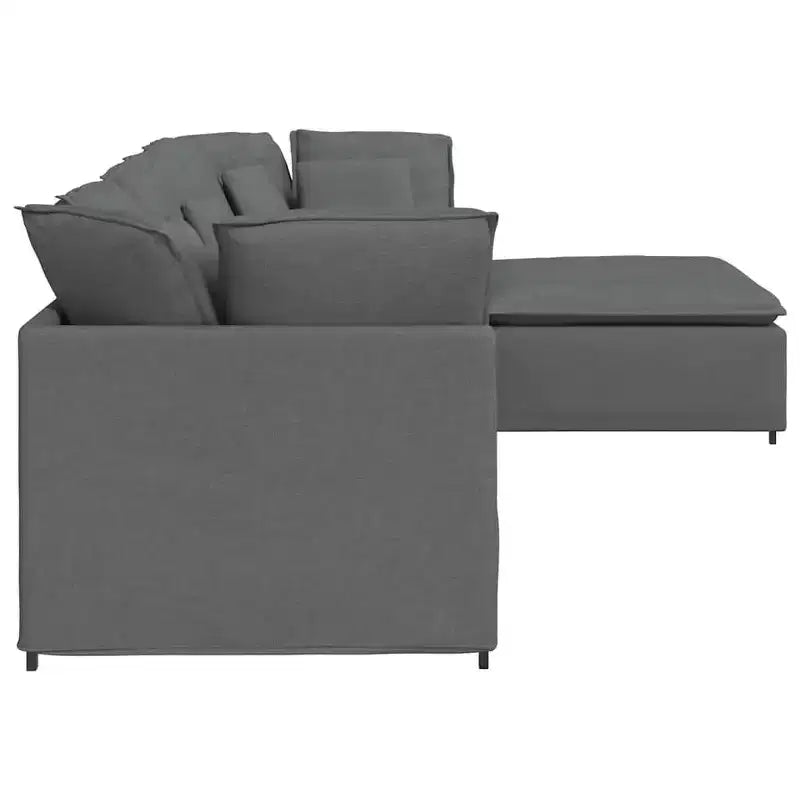 vidaXL Canapé modulable avec repose-pieds et coussins Tissu Gris foncé - Gris foncé