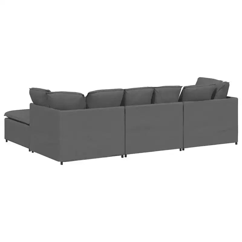 vidaXL Canapé modulable avec repose-pieds et coussins Tissu Gris foncé - Gris foncé