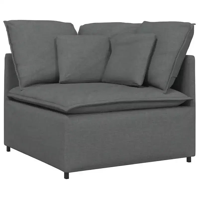 vidaXL Canapé modulable avec repose-pieds et coussins Tissu Gris foncé - Gris foncé