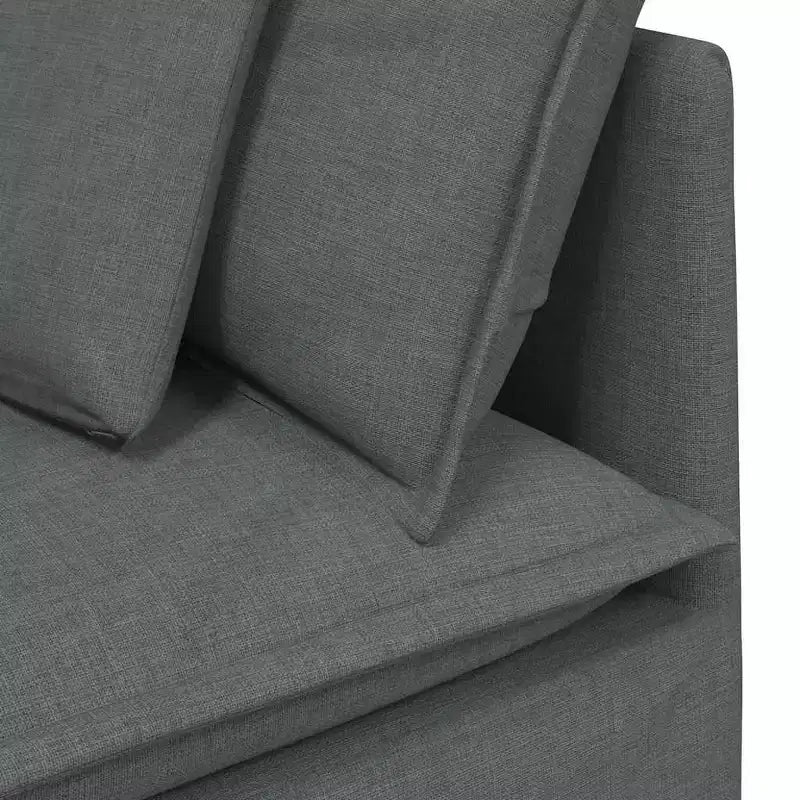 vidaXL Canapé modulable avec repose-pieds et coussins Tissu Gris foncé - Gris foncé