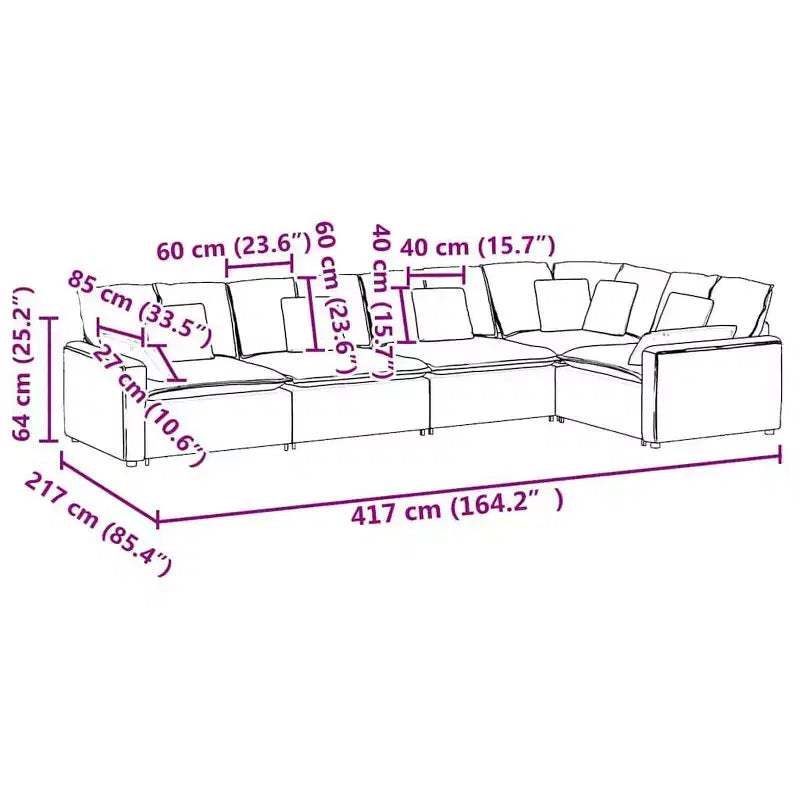 vidaXL Canapé modulable en velours gris foncé (100 % polyester) en L modulable