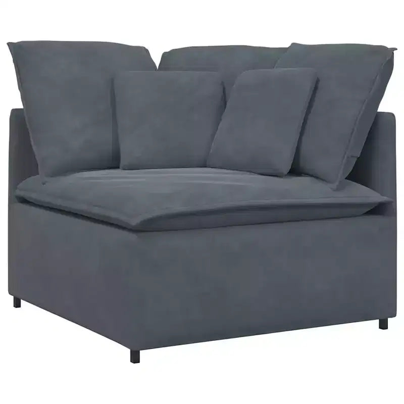 vidaXL Canapé modulable en velours gris foncé (100 % polyester) en L modulable