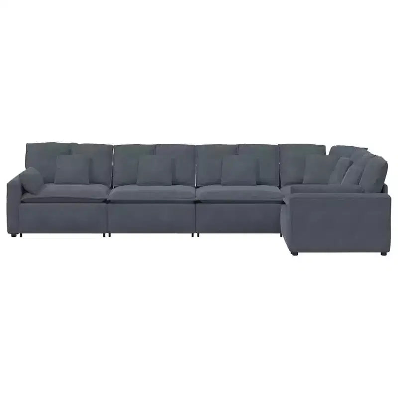 vidaXL Canapé modulable en velours gris foncé (100 % polyester) en L modulable