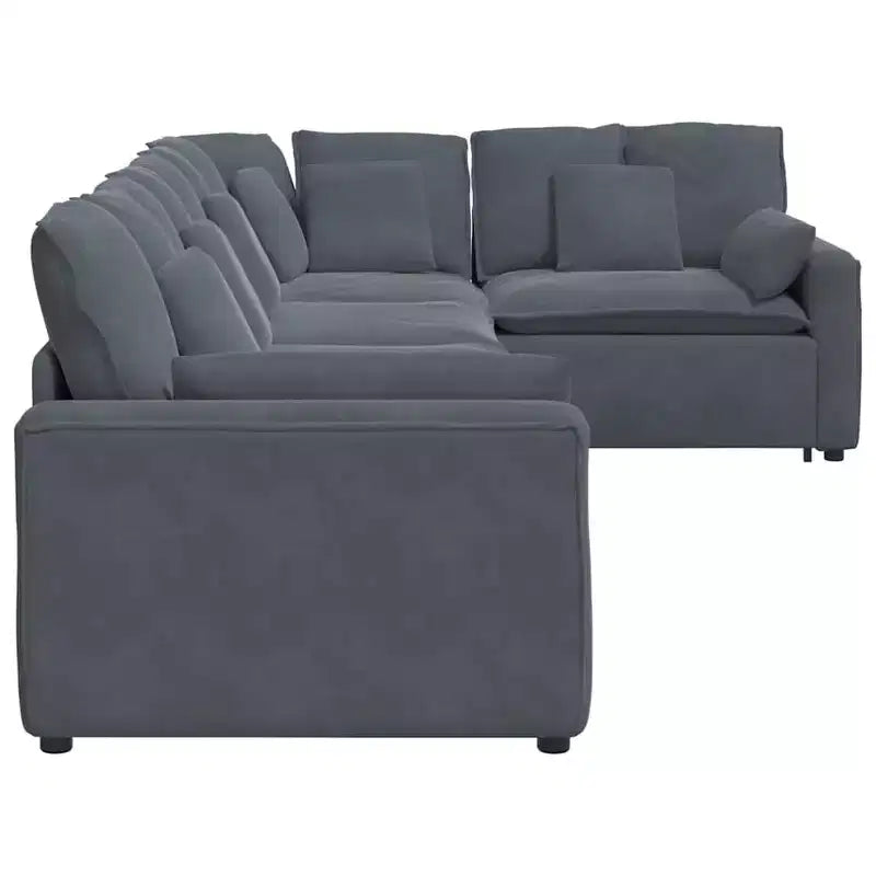 vidaXL Canapé modulable en velours gris foncé (100 % polyester) en L modulable