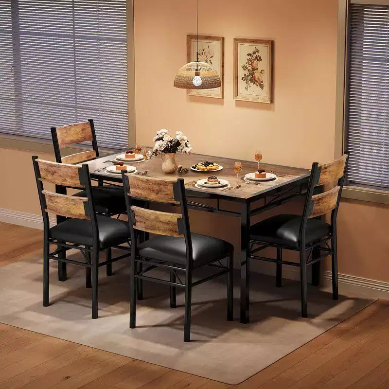 Ensemble de salle à manger TROPOW, ensemble de table à manger avec protection d'angle, table et chaises de cuisine en bois avec chaises rembourrées, pour cuisine
