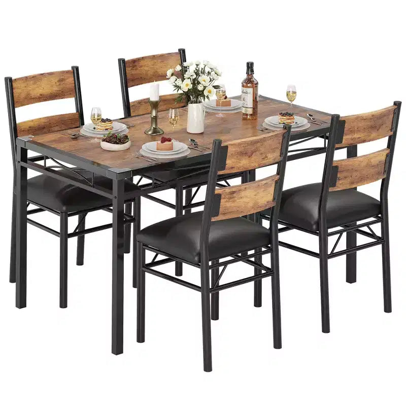Ensemble de salle à manger TROPOW, ensemble de table à manger avec protection d'angle, table et chaises de cuisine en bois avec chaises rembourrées, pour cuisine
