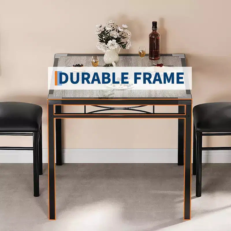 Ensemble de salle à manger TROPOW, ensemble de table à manger avec protection d'angle, table et chaises de cuisine en bois avec chaises rembourrées, pour cuisine
