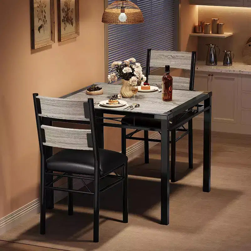 Ensemble de salle à manger TROPOW, ensemble de table à manger avec protection d'angle, table et chaises de cuisine en bois avec chaises rembourrées, pour cuisine