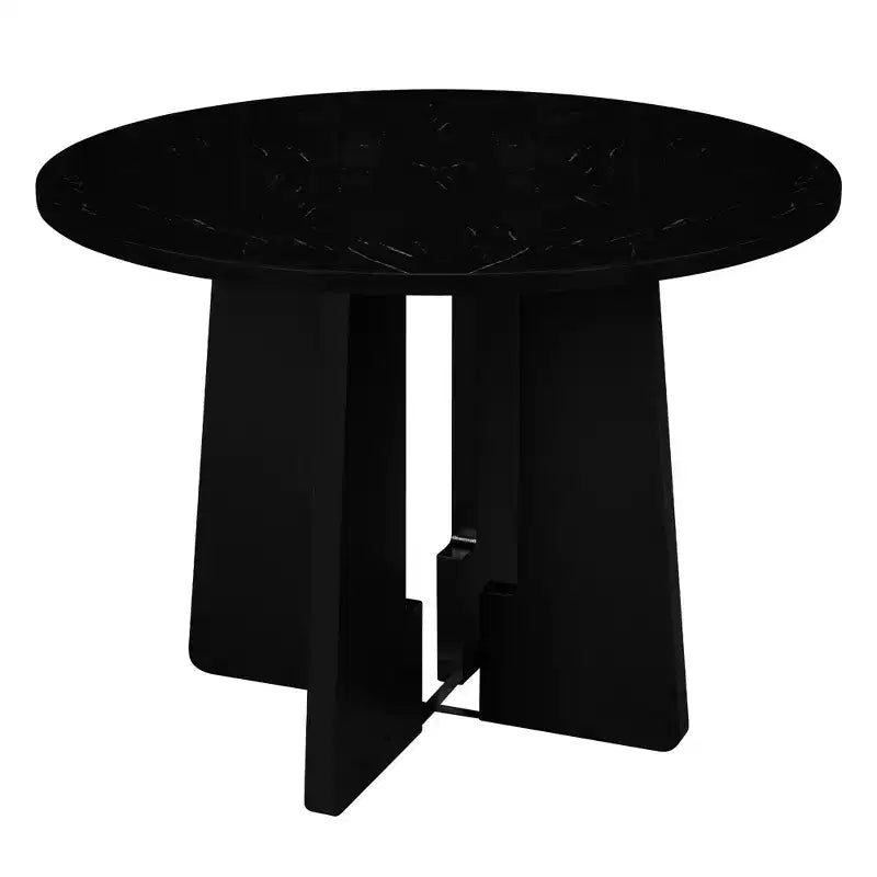 Ensemble table à manger ronde 5 pièces pour 4 personnes, table à manger moderne en marbre et 4 chaises rembourrées à dossier haut