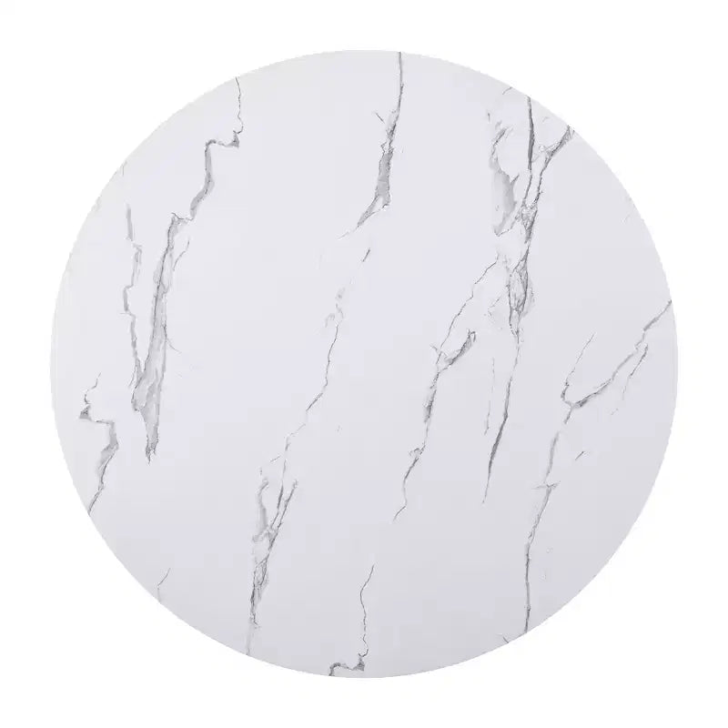 Ensemble table à manger ronde 5 pièces pour 4 personnes, table à manger moderne en marbre et 4 chaises rembourrées à dossier haut