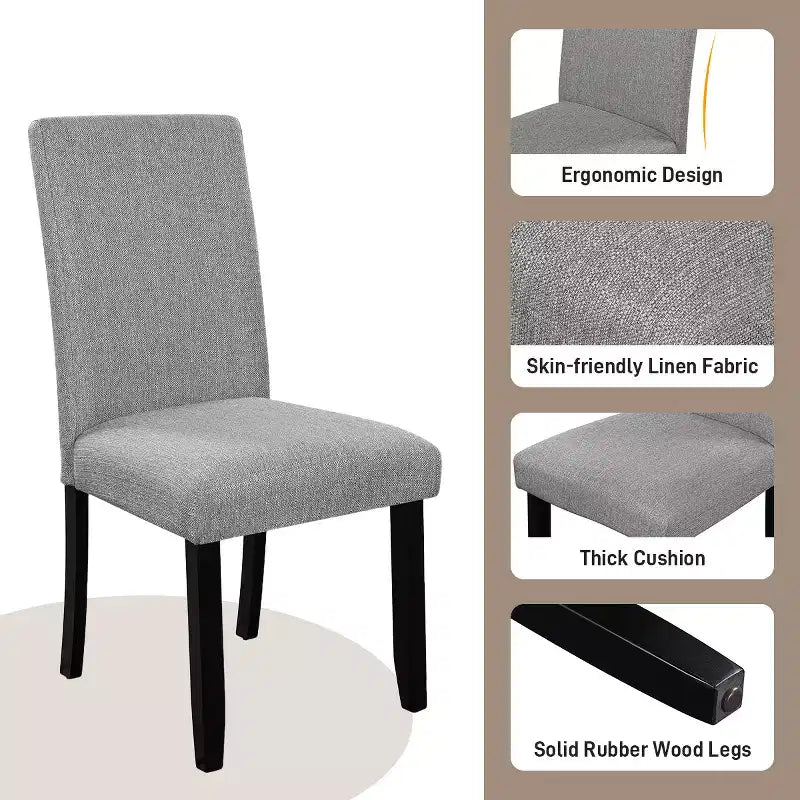 Ensemble table à manger ronde 5 pièces pour 4 personnes, table à manger moderne en marbre et 4 chaises rembourrées à dossier haut