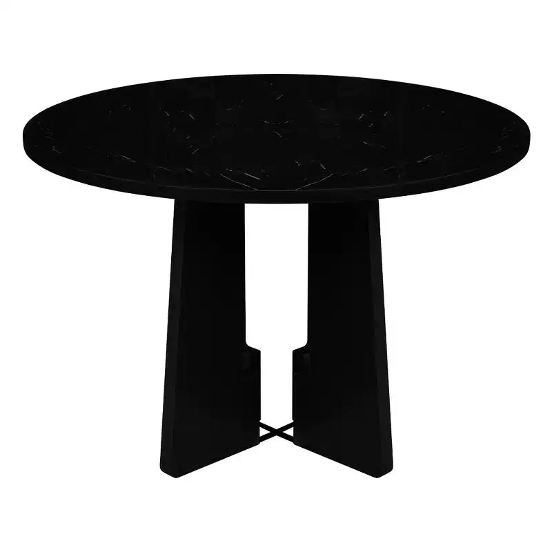 Ensemble table à manger ronde 5 pièces pour 4 personnes, table à manger moderne en marbre et 4 chaises rembourrées à dossier haut