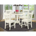 HomeStock Belmont 5 PC Dublin kitchen table set-Dining table and 4 wood seat kitchen chairs, Linen White