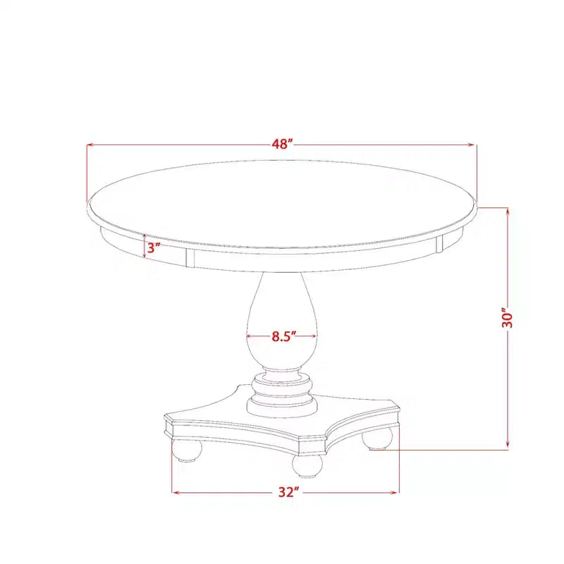 Ensemble de salle à manger moderne 7 pièces HomeStock Belmont – Table à piédestal en bois et 6 chaises de salle à manger Parsons à haut dossier couleur beige clair – Finition noyer antique