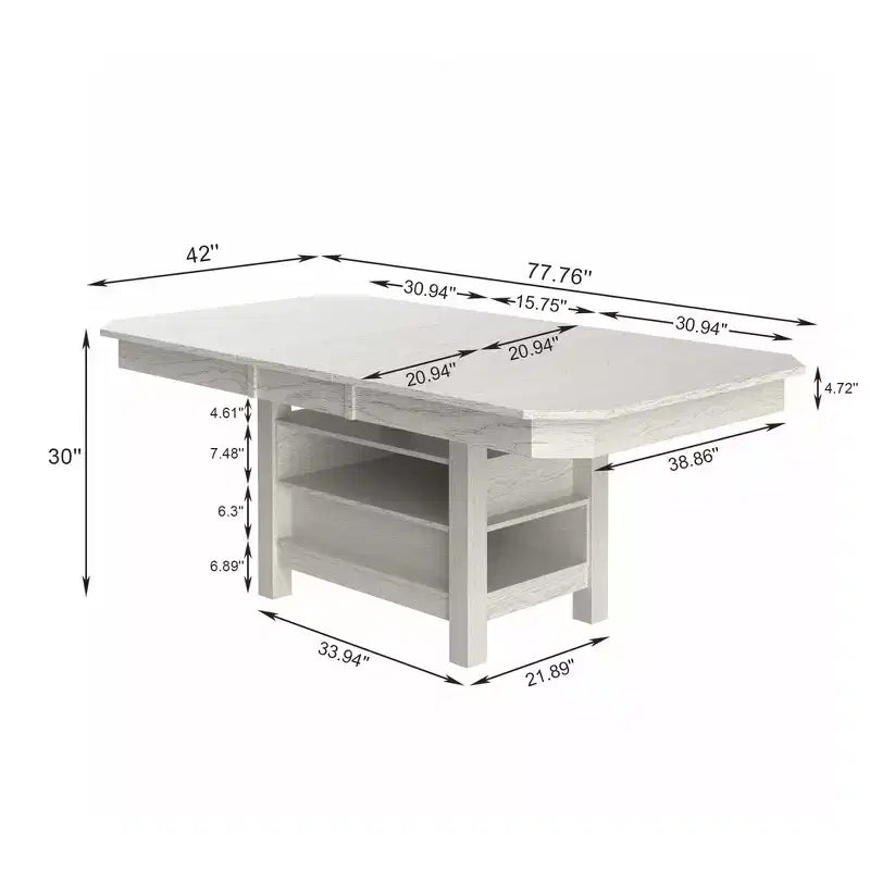 Ensemble de salle à manger extensible VECELO 5/7 pièces, table en bois d'hévéa avec 4/6 chaises de salle à manger rembourrées sans accoudoirs pour la cuisine, gris