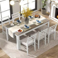 GDFStudio Louisa 7 Piece Extendable Wooden Dining Table Set with Upholstered Chairs