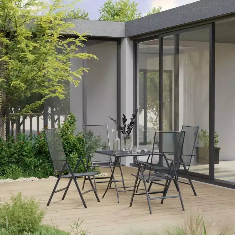 vidaXL Ensemble de salle à manger d'extérieur table et chaises de jardin en maille acier anthracite