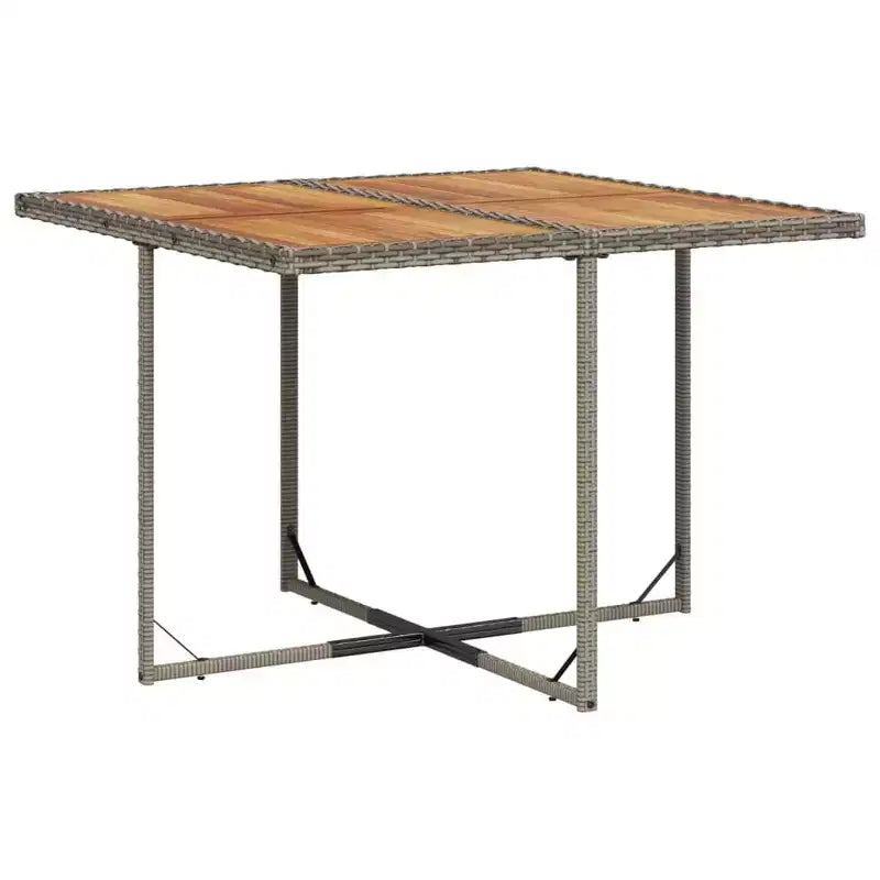 vidaXL Salon de jardin 11 pièces avec coussins Mobilier d'extérieur de jardin Gris rotin synthétique, plateau de table en bois d'acacia, coussins bleu marine