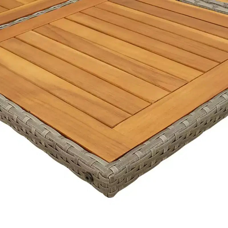 vidaXL Salon de jardin 11 pièces avec coussins Mobilier d'extérieur de jardin Gris rotin synthétique, plateau de table en bois d'acacia, coussins bleu marine