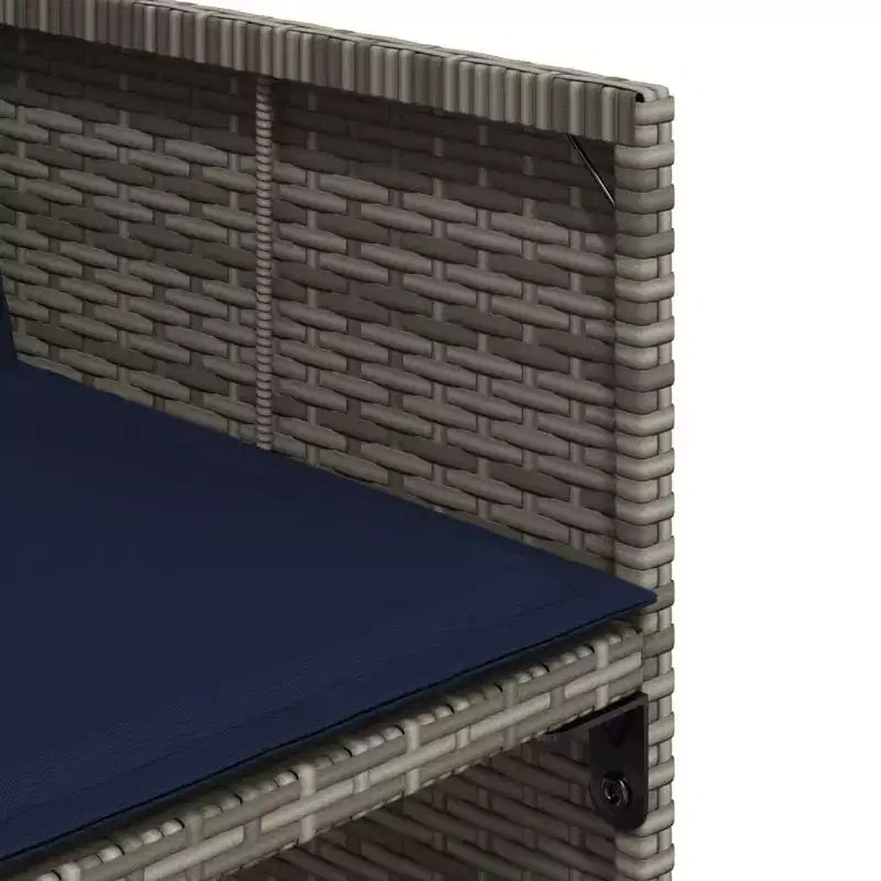vidaXL Salon de jardin 11 pièces avec coussins Mobilier d'extérieur de jardin Gris rotin synthétique, plateau de table en bois d'acacia, coussins bleu marine