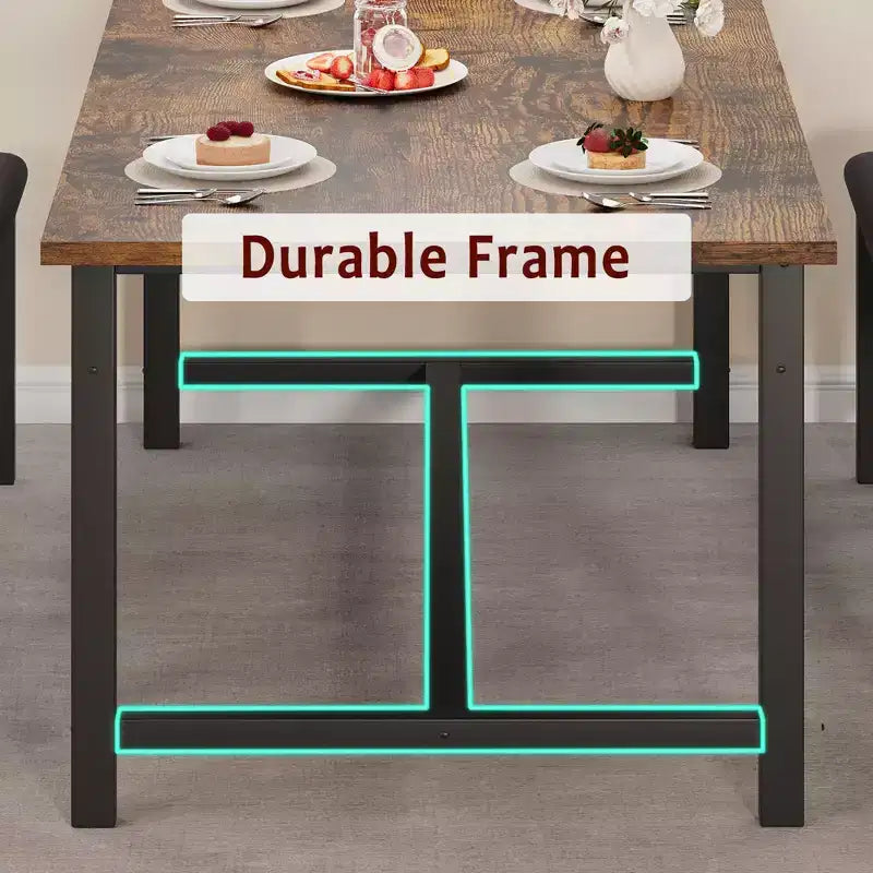 63 Ensemble de table à manger pour 4-8 personnes, grand ensemble de table de cuisine extensible avec 2 bancs rembourrés pour 6 personnes, ensemble de table à manger rectangulaire 3 pièces pour 4 personnes