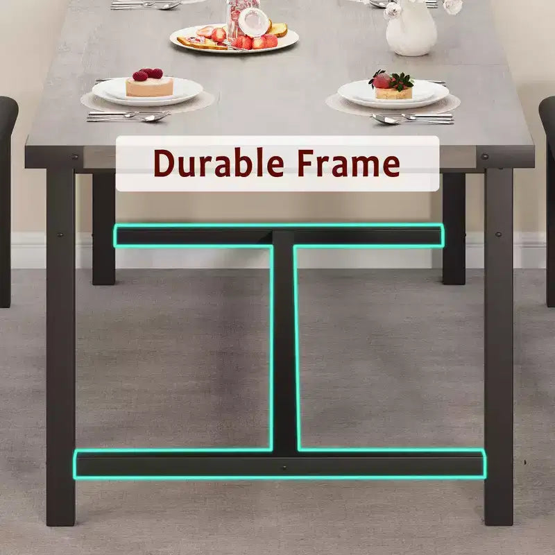 63 Ensemble de table à manger pour 4-8 personnes, grand ensemble de table de cuisine extensible avec 2 bancs rembourrés pour 6 personnes, ensemble de table à manger rectangulaire 3 pièces pour 4 personnes