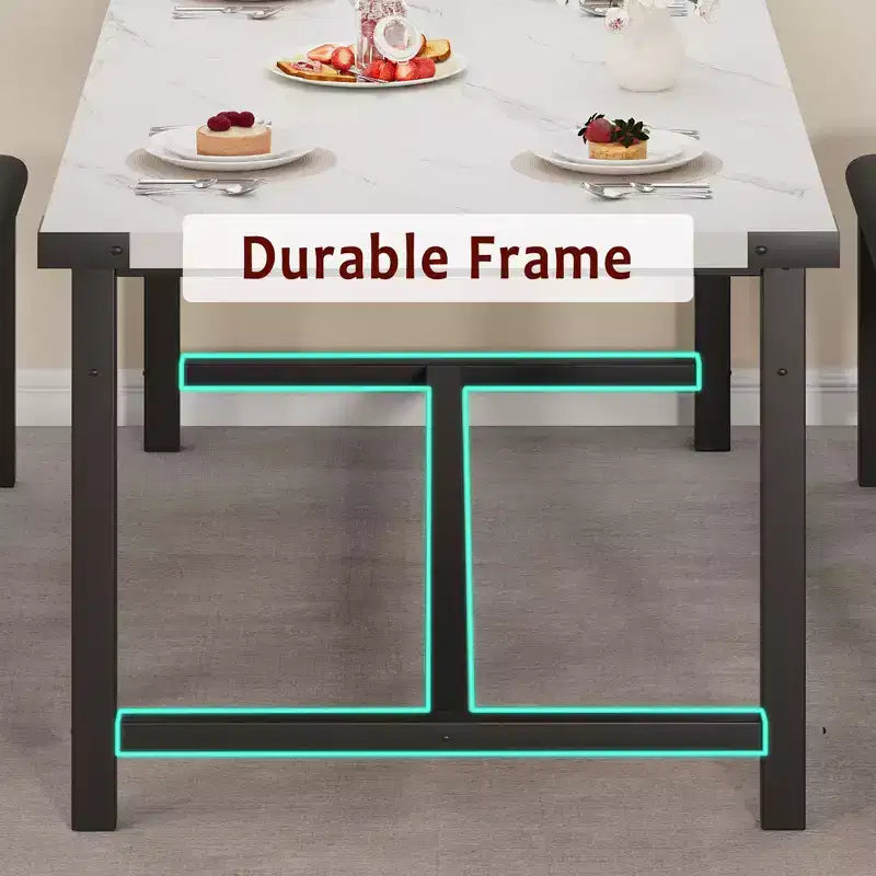 63 Ensemble de table à manger pour 4-8 personnes, grand ensemble de table de cuisine extensible avec 2 bancs rembourrés pour 6 personnes, ensemble de table à manger rectangulaire 3 pièces pour 4 personnes
