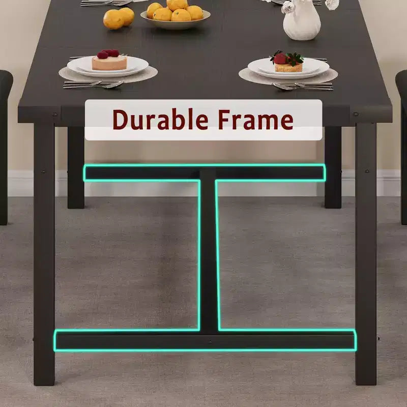 63 Ensemble de table à manger pour 4-8 personnes, grand ensemble de table de cuisine extensible avec 2 bancs rembourrés pour 6 personnes, ensemble de table à manger rectangulaire 3 pièces pour 4 personnes