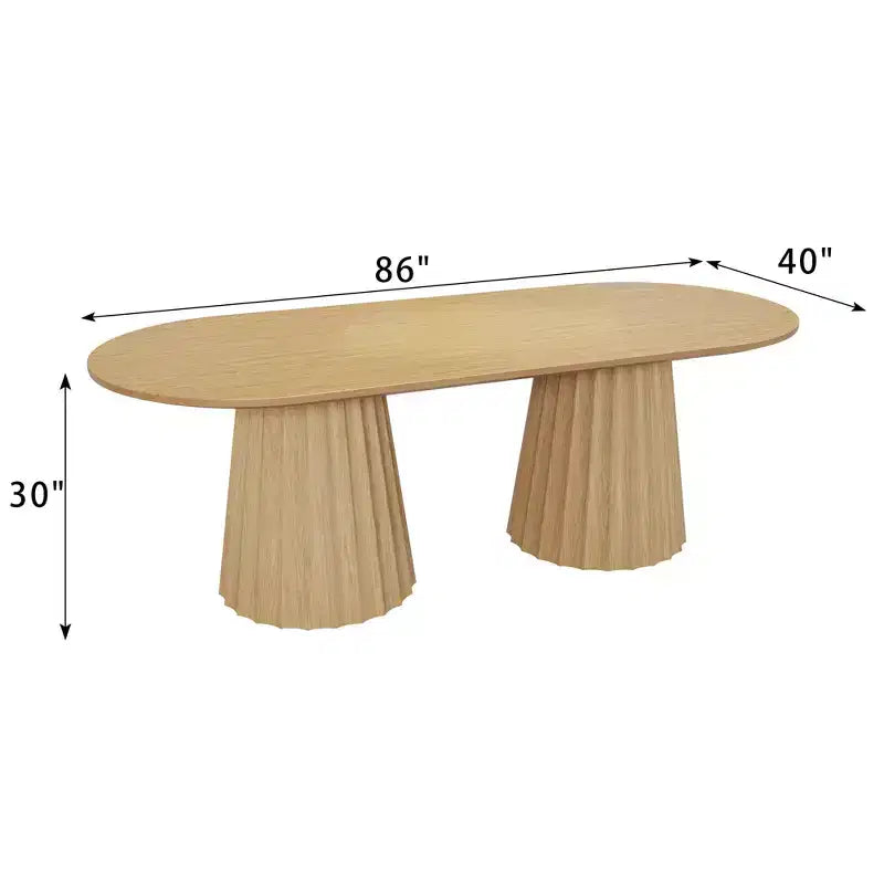 Table de salle à manger ovale noire à double piétement de 218 cm avec 8 chaises, convient pour la salle à manger / le salon