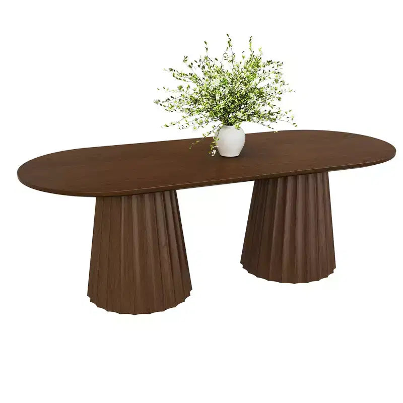 Table de salle à manger ovale noire à double piétement de 218 cm avec 8 chaises, convient pour la salle à manger / le salon