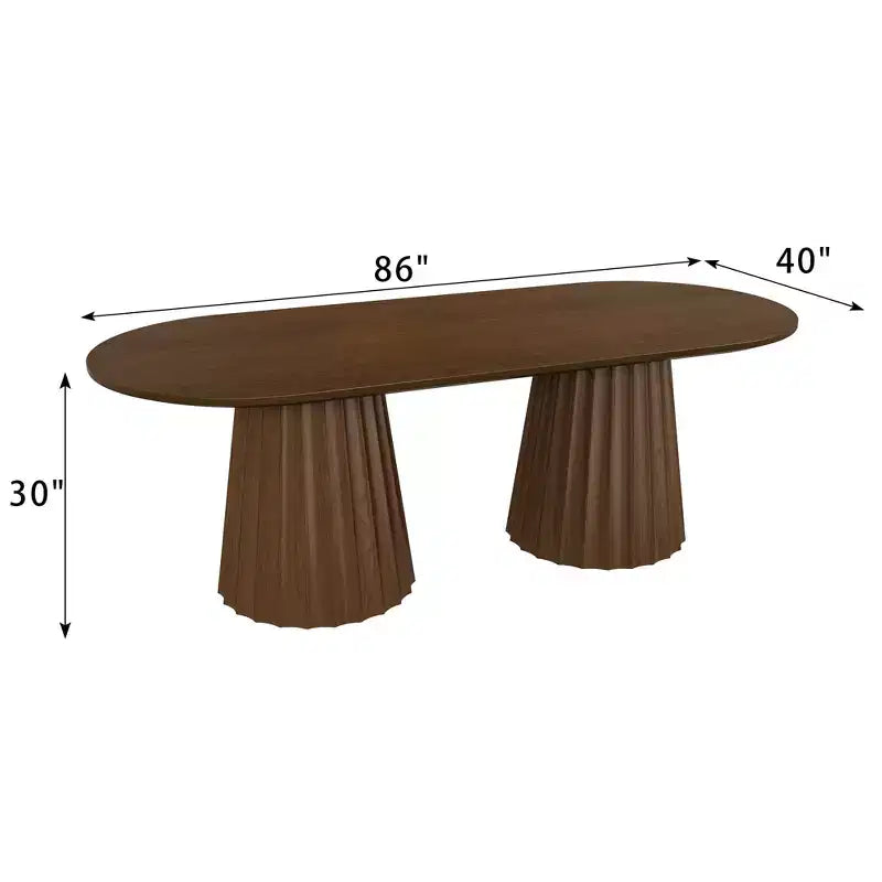 Table de salle à manger ovale noire à double piétement de 218 cm avec 8 chaises, convient pour la salle à manger / le salon