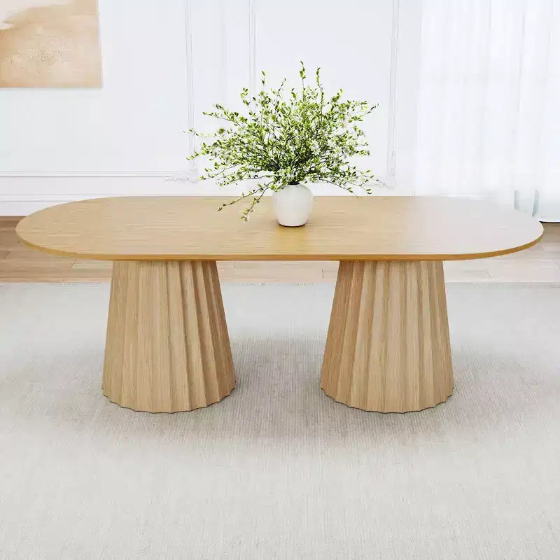 Table de salle à manger ovale noire à double piétement de 218 cm avec 8 chaises, convient pour la salle à manger / le salon