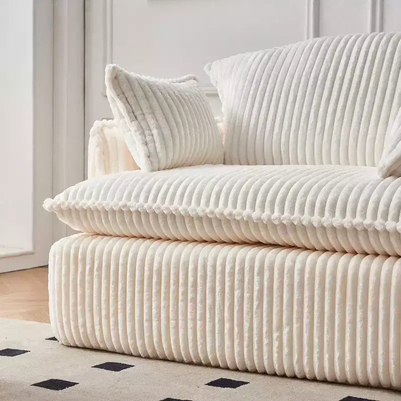 GDFStudio Arden Chaise capitonnée moderne convertible en velours côtelé avec pouf