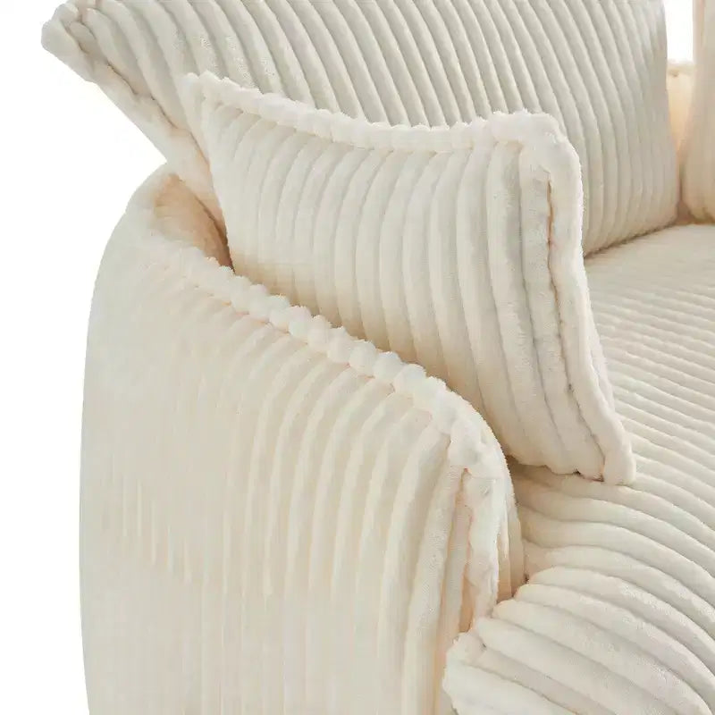 GDFStudio Arden Chaise capitonnée moderne convertible en velours côtelé avec pouf