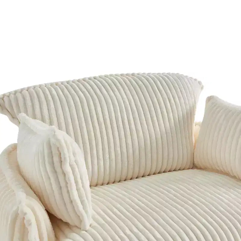 GDFStudio Arden Chaise capitonnée moderne convertible en velours côtelé avec pouf