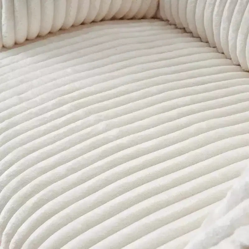 GDFStudio Arden Chaise capitonnée moderne convertible en velours côtelé avec pouf