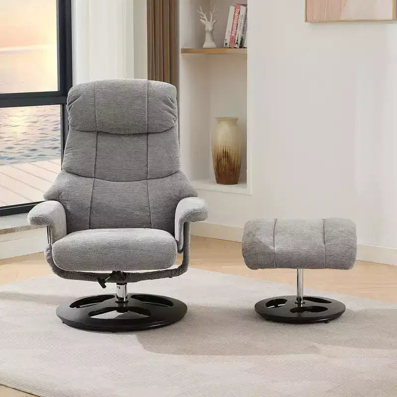 Fauteuil inclinable massant pivotant GDFStudio Cosette en chenille avec pouf