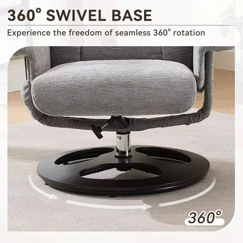 Fauteuil inclinable massant pivotant GDFStudio Cosette en chenille avec pouf