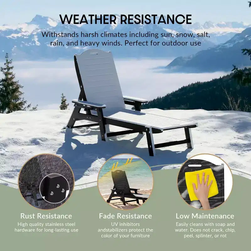 Chaise longue d'extérieur 3 pièces WestinTrends Aruba avec roues et porte-gobelet, accompagnée d'une table d'appoint de patio
