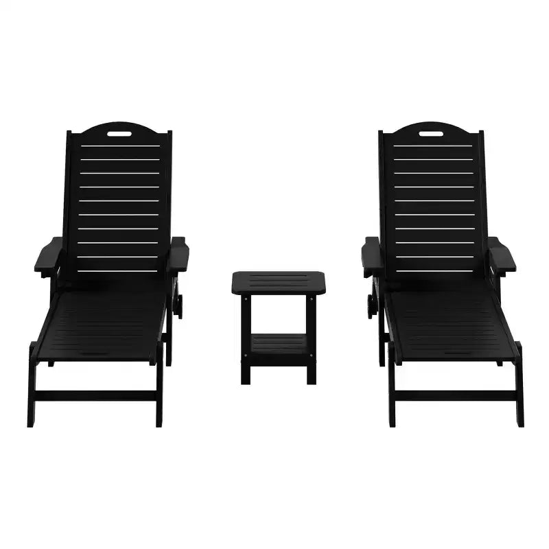 WestinTrends Aruba 3-Piece Outdoor Patio Chaise Lounge Chair with Wheels & Cup Holder with Patio Side Table