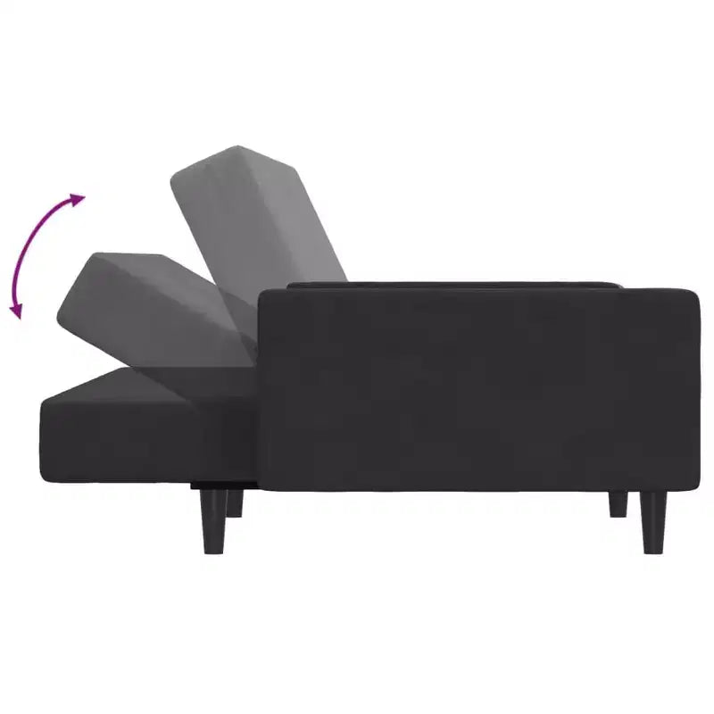 vidaXL Canapé-lit 2 places avec repose-pieds Velours noir