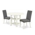 Urban Oasis 3Pc Dining Set - 20x42 Table & 2 Parsons Chairs - Linen White Legs - Gray Fabric