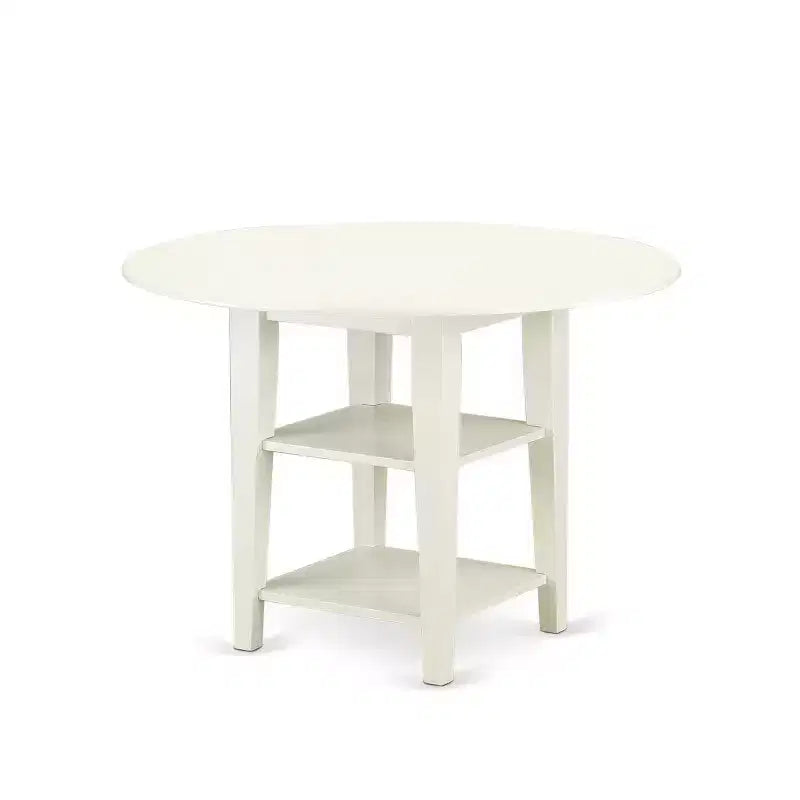 Ensemble de salle à manger Urban Oasis 3 pièces – Table 20x42 et 2 chaises Parsons – Pieds blanc lin – Tissu gris