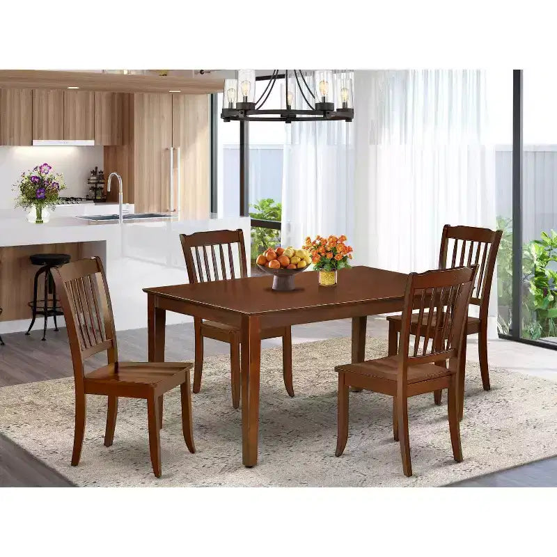 Ensemble de salle à manger de patio Beach 5 pièces, table rectangulaire et chaises, mobilier d'extérieur 60 pouces