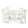Round Patio Table Set 42 Inch Outdoor Dining Table with 4 Chairs Beachy Design