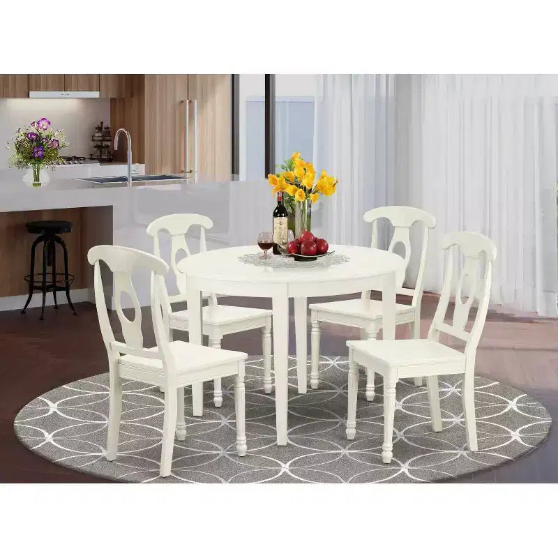 Ensemble de table de patio ronde, table de salle à manger extérieure de 42 pouces avec 4 chaises, design bord de mer