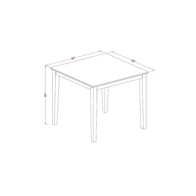 Ensemble de salle à manger rustique 5 pièces Table et chaises carrées - Tissu crème lin, pieds en acajou - Meubles de cuisine de maison
