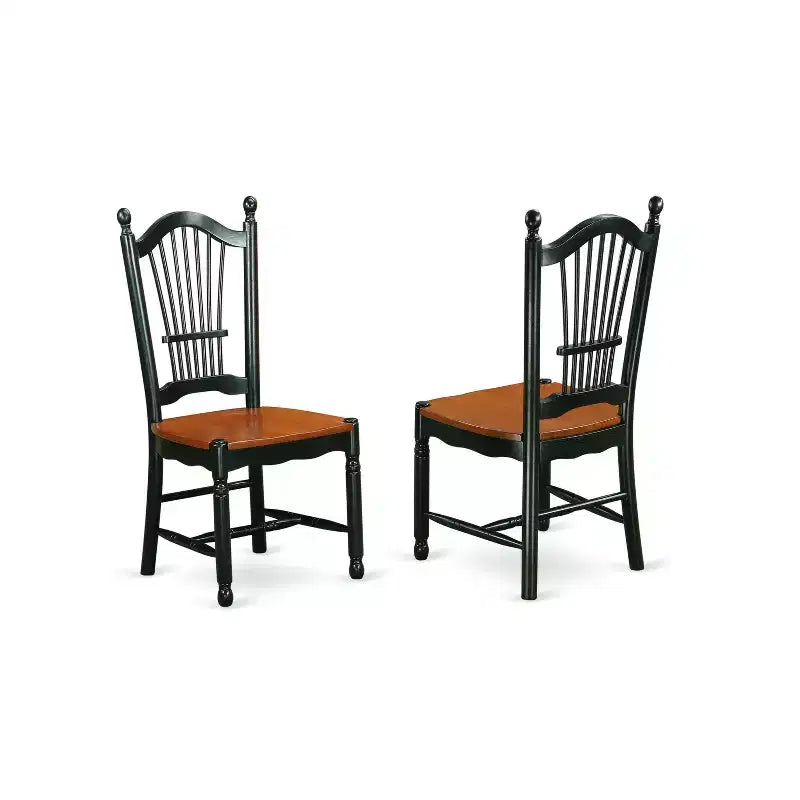 Ensemble de table de cuisine 3 pièces, table ronde et chaises en bois, fini merisier noir
